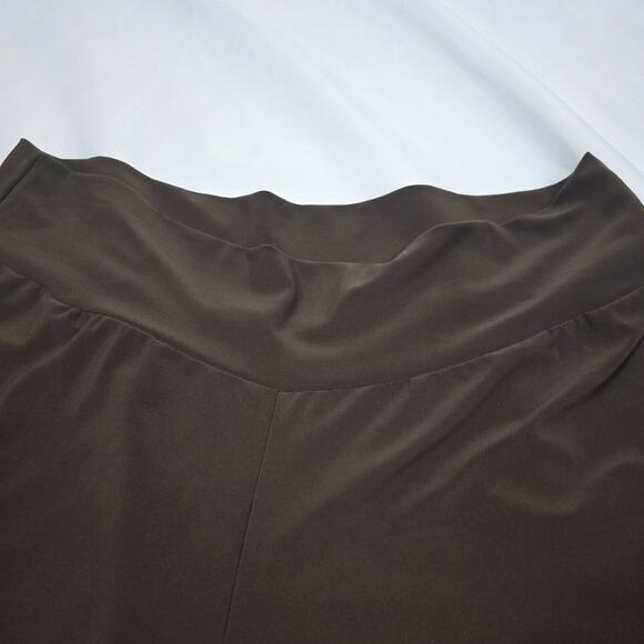 Ciara SunWoo Brown Pull On Slinky Wide Flare Leg Slacks Palazzo Knit Stretch XL - Picture 9 of 12